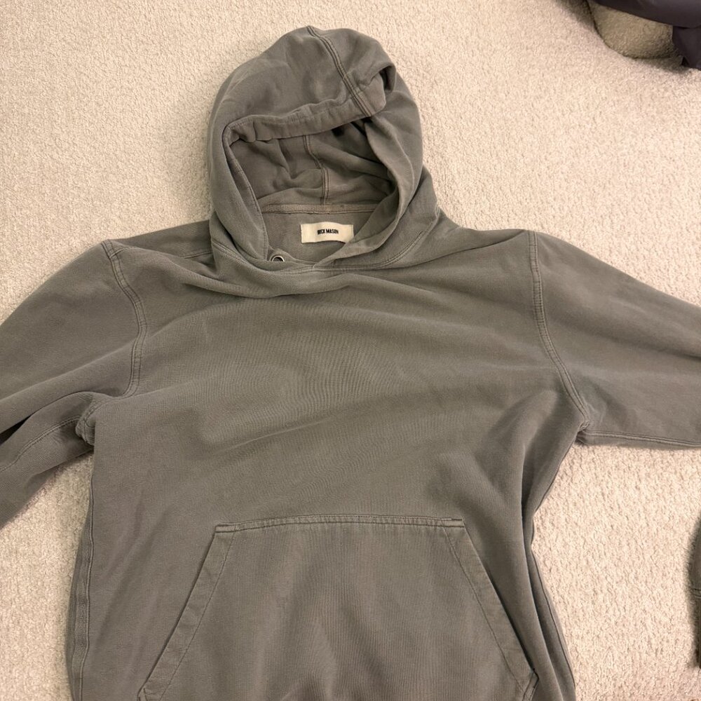 Buck Mason Sage Green Vintage Wash Hoodie Snap Placket